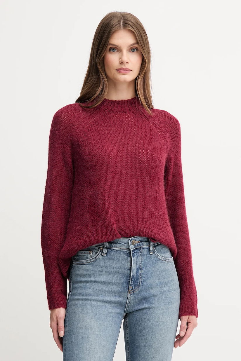 Joop! pulover din amestec de lână culoarea bordo, cu turtleneck, 30048450