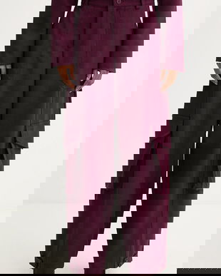 Haveone pantaloni culoarea bordo, drept, high waist, PSO-P040