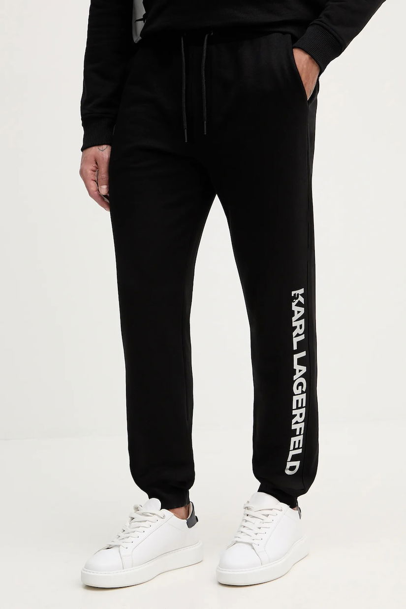 Karl Lagerfeld pantaloni de trening din bumbac culoarea negru, cu imprimeu, 554917.705401