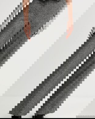 Pedro del Hierro pantaloni din lână culoarea gri, drept, high waist, 7602535