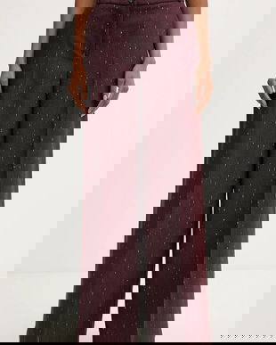 Haveone pantaloni culoarea bordo, lat, high waist, PGE-P065