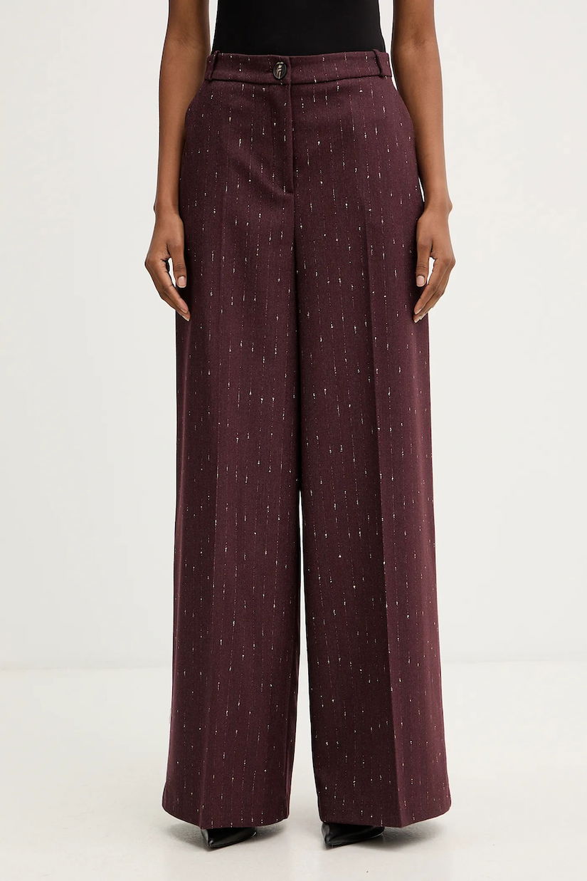 Haveone pantaloni culoarea bordo, lat, high waist, PGE-P065