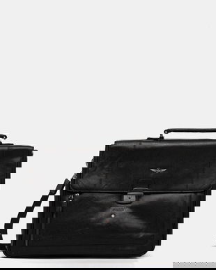 Aeronautica Militare geantă de piele culoarea negru, AM304