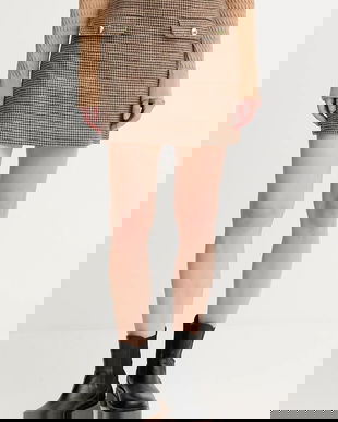 Barbour fustă de lână SOPHIA culoarea maro, mini, creion, LSK0130