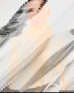 Pedro del Hierro fular din amestec de lână culoarea bej, uni, 4962464