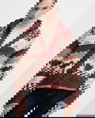 Barbour cardigan din amestec de lână RUBY culoarea rosu, călduros, LKN1695