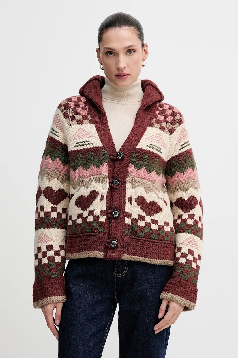 Barbour cardigan din amestec de lână RUBY culoarea rosu, călduros, LKN1695