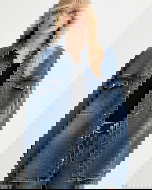 Gestuz cămașă din denim cu guler clasic, relaxed, 10910575