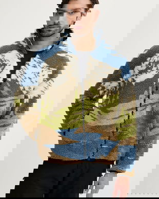 Picture bluză Hafdals culoarea verde, cu model, MSW0497