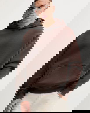 Abercrombie & Fitch bluză culoarea maro, cu glugă, uni, KI122-5453-530