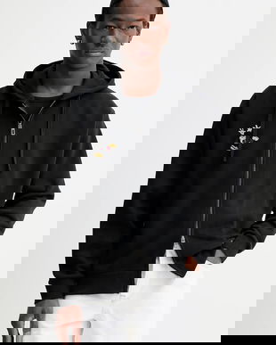 Desigual bluză MIXED DISNEY culoarea negru, cu glugă, cu model, 25WMSK15