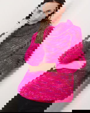 Medicine pulover culoarea roz, călduros, cu guler