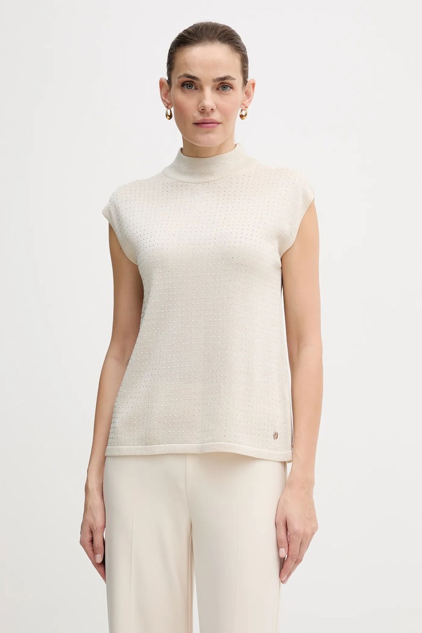 Joseph Ribkoff vestă culoarea bej, light, cu turtleneck, 254935