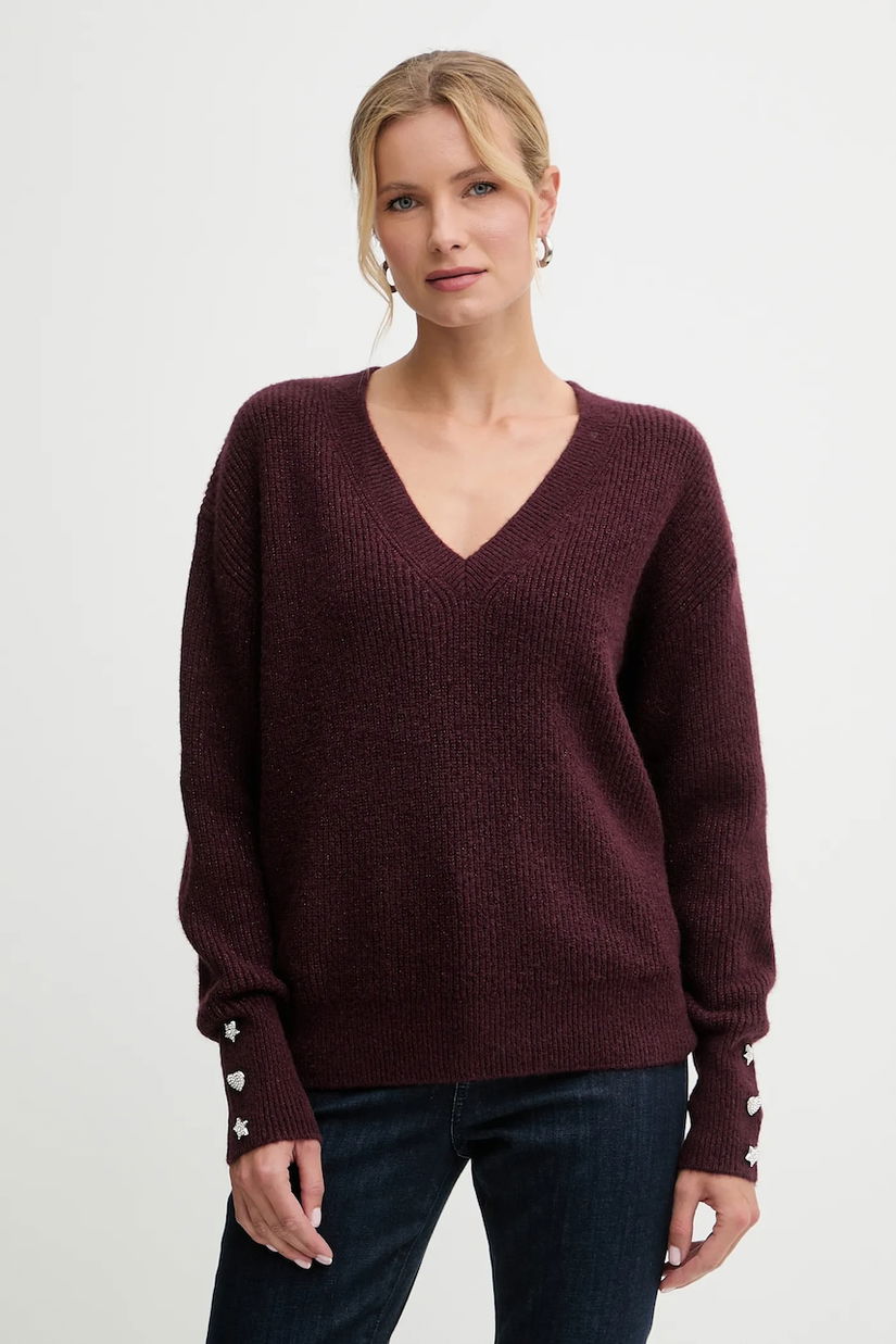 Morgan pulover din amestec de lână culoarea bordo, light, MSTAR