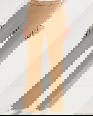 Gant pantaloni culoarea maro, drept, high waist, 4150334