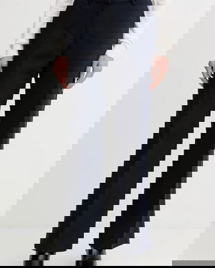 Gant pantaloni culoarea bleumarin, drept, high waist, 4150334