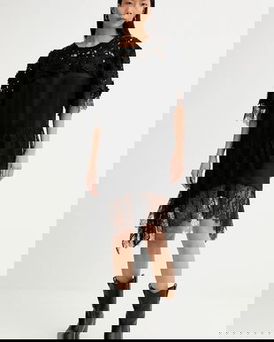 MUNTHE rochie RADA culoarea negru, mini, drept, 254131025443