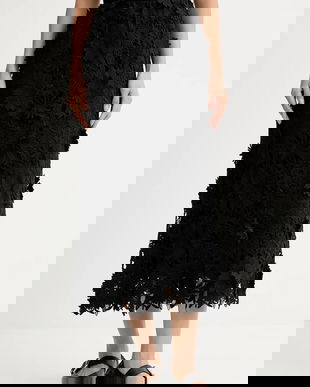 MUNTHE fustă POMI culoarea negru, midi, evazați, 254123625443