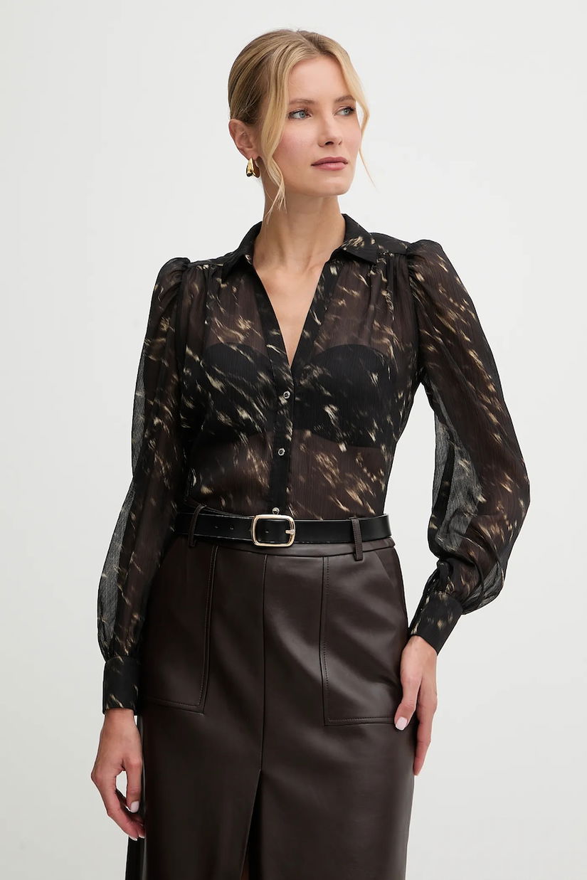 Morgan cămașă culoarea negru, cu guler clasic, slim, COOD.F