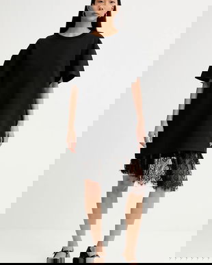 MUNTHE rochie din bumbac ROSIE culoarea negru, 254132025426