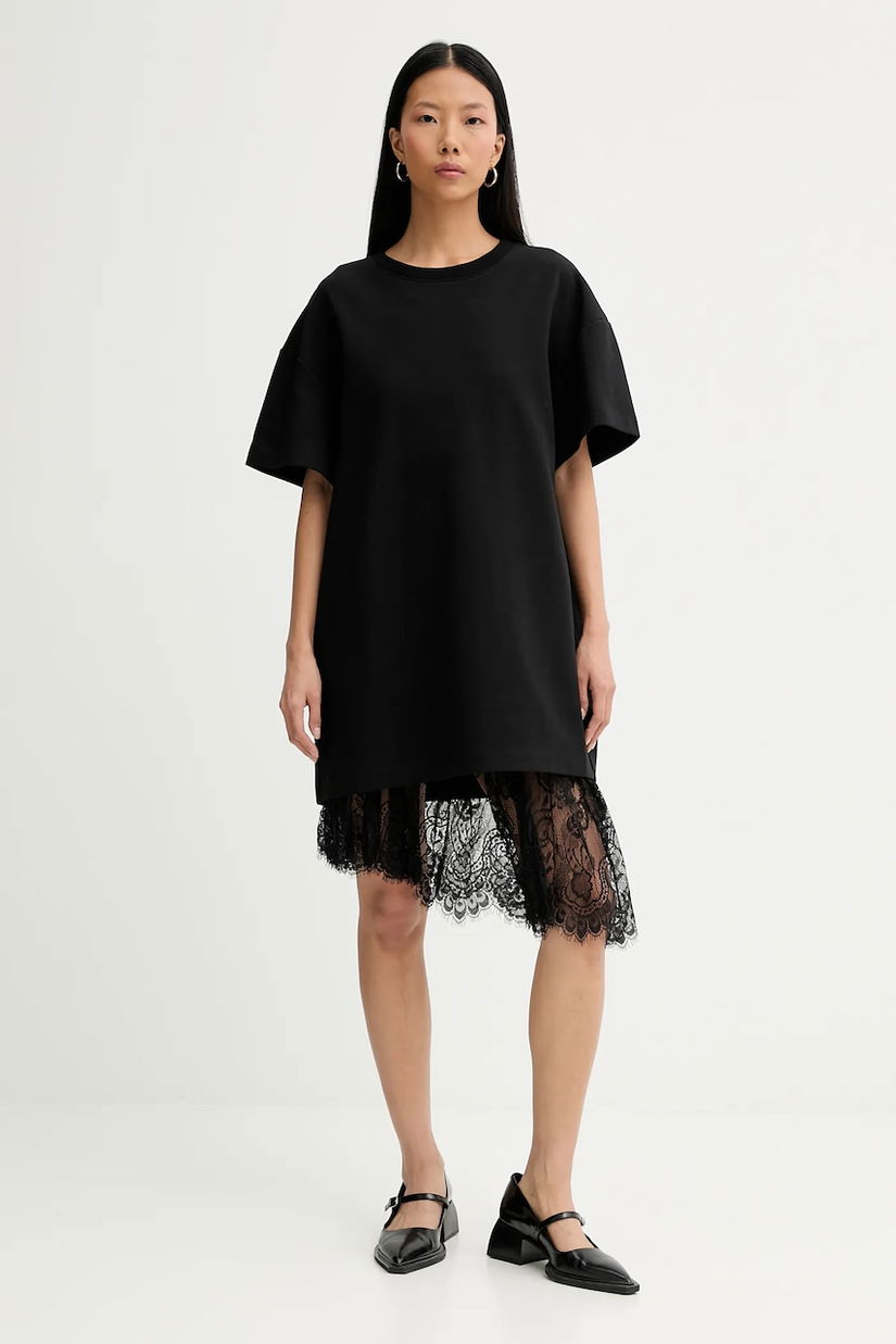 MUNTHE rochie din bumbac ROSIE culoarea negru, 254132025426