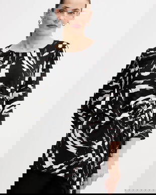 Joseph Ribkoff bluză culoarea negru, cu imprimeu, 254165