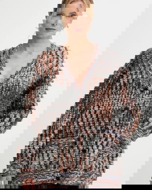 Missoni cardigan din amestec de lână culoarea maro, călduros, DS25WM1N.BC005M