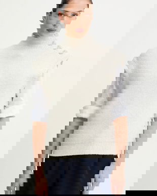 Morgan vestă din amestec de lână culoarea bej, cu turtleneck, MSARA