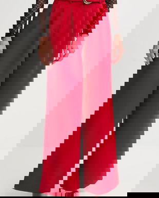 Morgan pantaloni culoarea roșu, lat, high waist, PRED.F