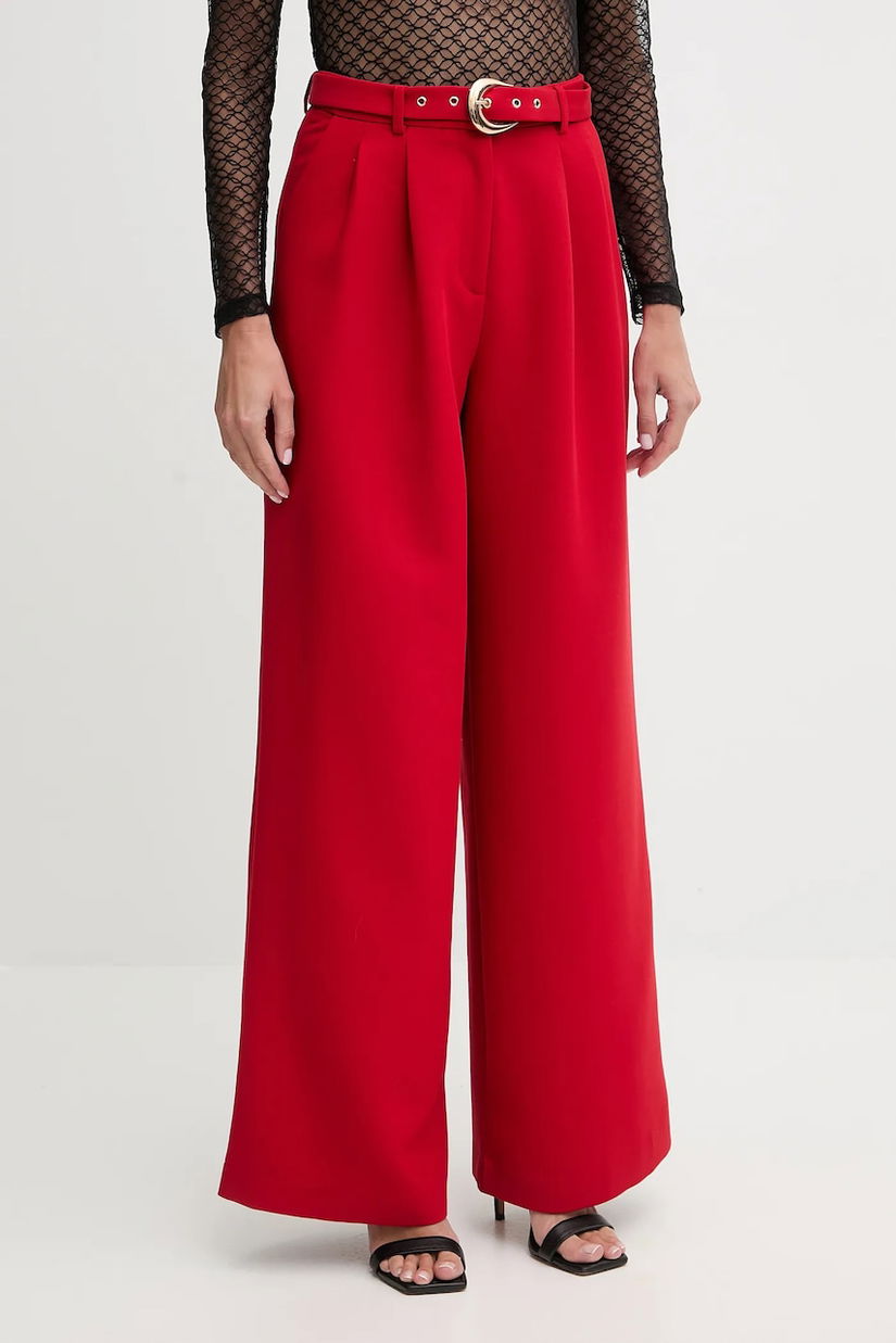 Morgan pantaloni culoarea roșu, lat, high waist, PRED.F