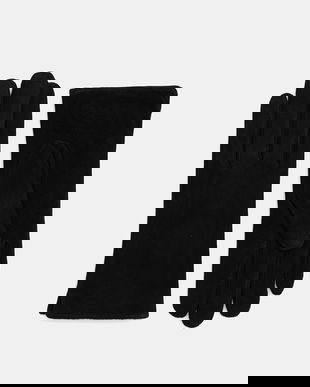 Answear.LAB manusi din piele de caprioara culoarea negru