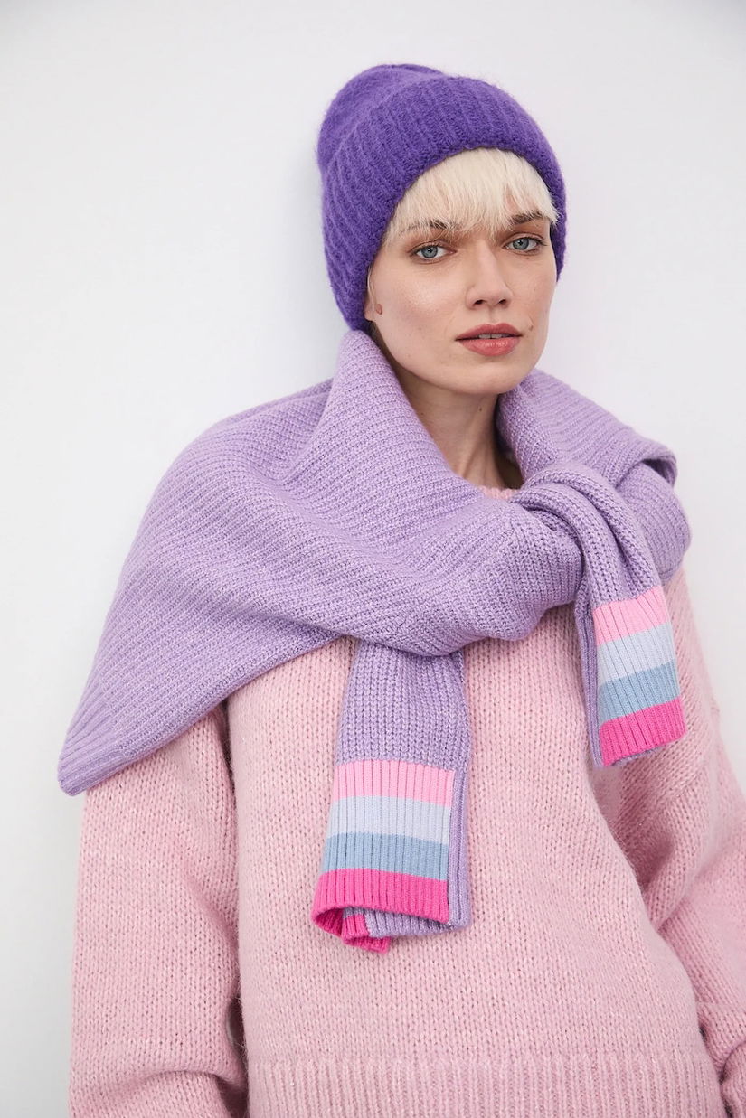 Medicine caciula din amestec de lana culoarea violet
