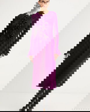 Luisa Spagnoli rochie din lână culoarea violet, midi, evazați, 100175