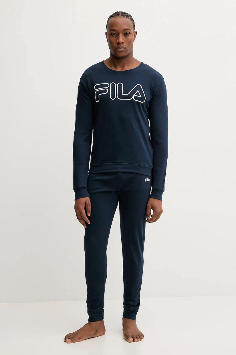 Fila pijamale de bumbac culoarea bleumarin, cu imprimeu, FPW1235