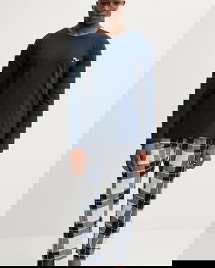 Fila pijamale de bumbac culoarea bleumarin, cu imprimeu, FPW1237