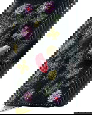 Secrid portofel de piele STITCH FLORAL culoarea negru