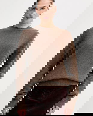 La Mania pulover de lână MELLOW culoarea maro, MELLOW