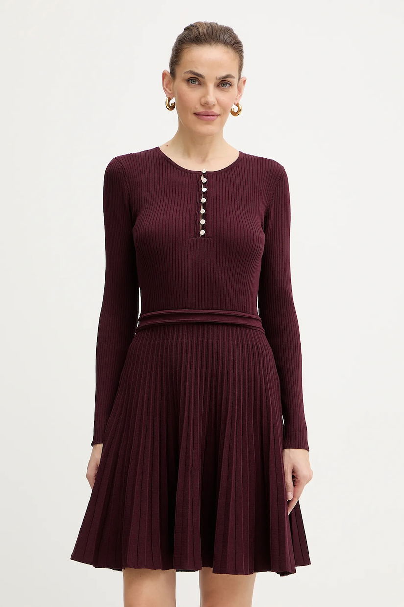 Morgan rochie culoarea bordo, mini, evazați, RMCOSI