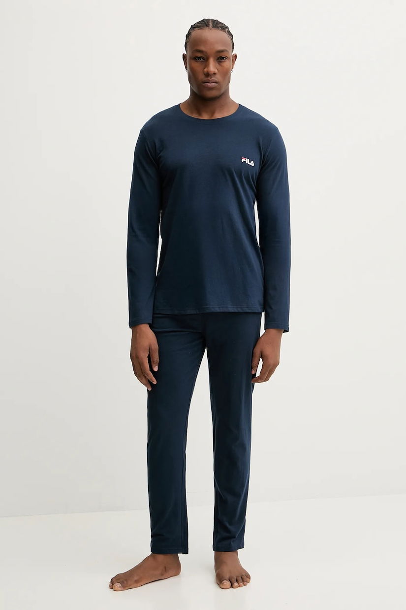 Fila pijamale de bumbac culoarea bleumarin, cu imprimeu, FPW1231