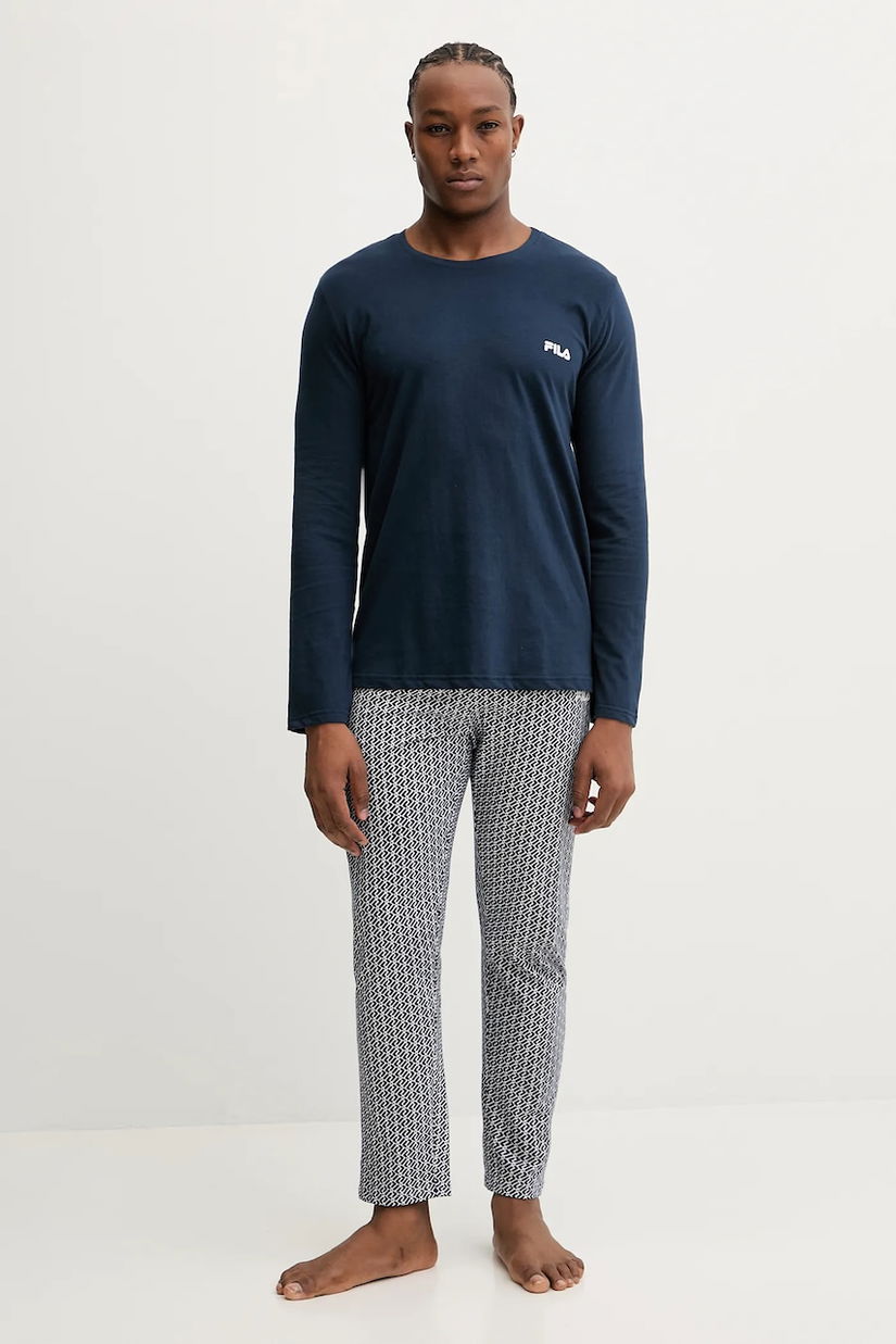 Fila pijamale de bumbac culoarea bleumarin, cu imprimeu, FPW1233