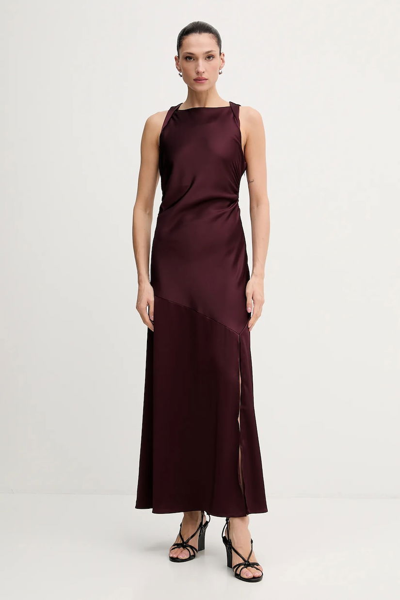 Gestuz rochie culoarea bordo, maxi, evazați, 10910802