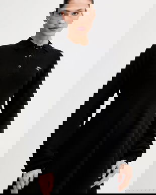 Rotate rochie cu lână culoarea negru, mini, evazați, 115488100