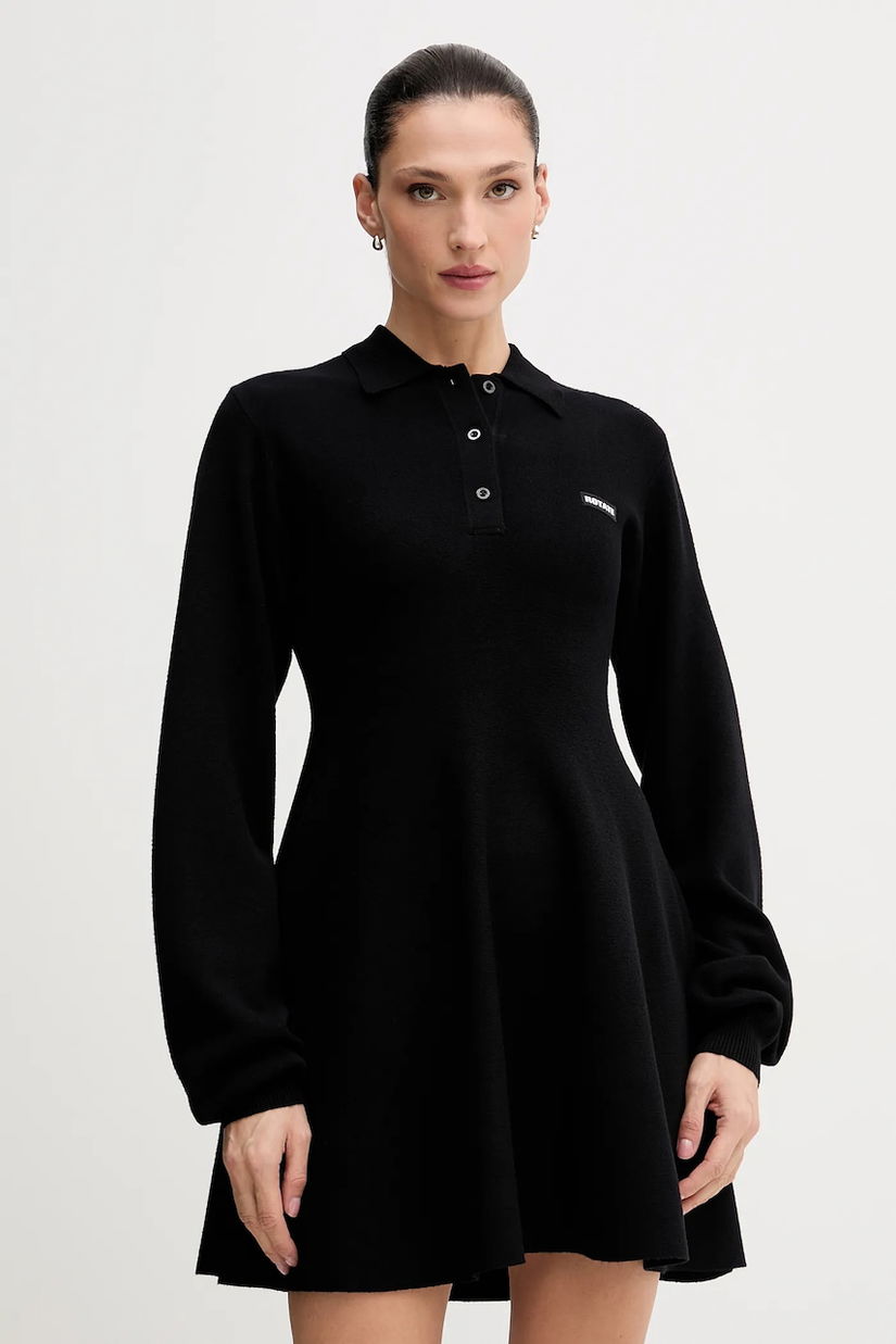 Rotate rochie cu lână culoarea negru, mini, evazați, 115488100