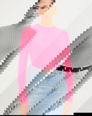 Morgan pulover culoarea roz, light, cu turtleneck, MCIELO