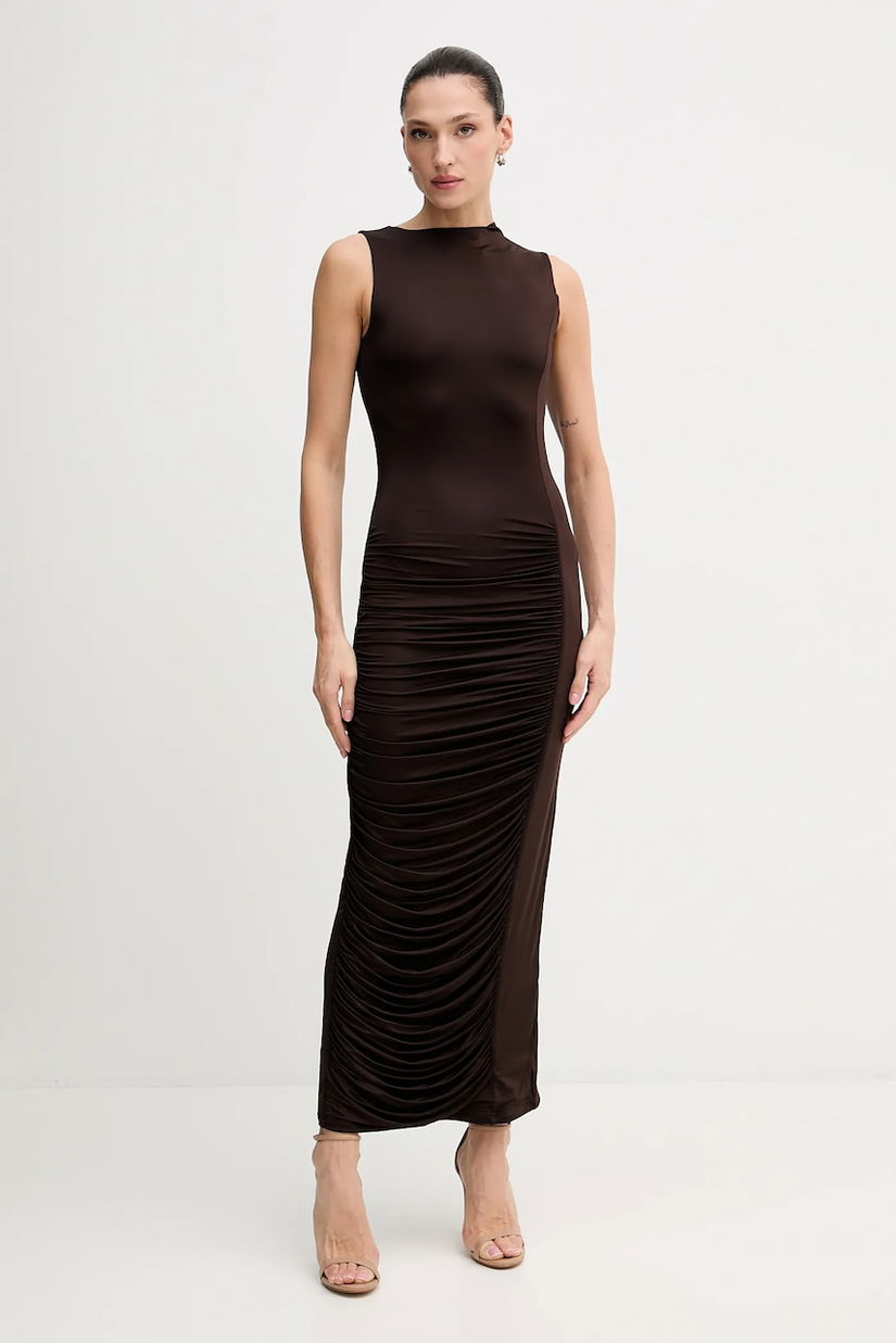 Rotate rochie culoarea maro, maxi, mulată, 1149652910