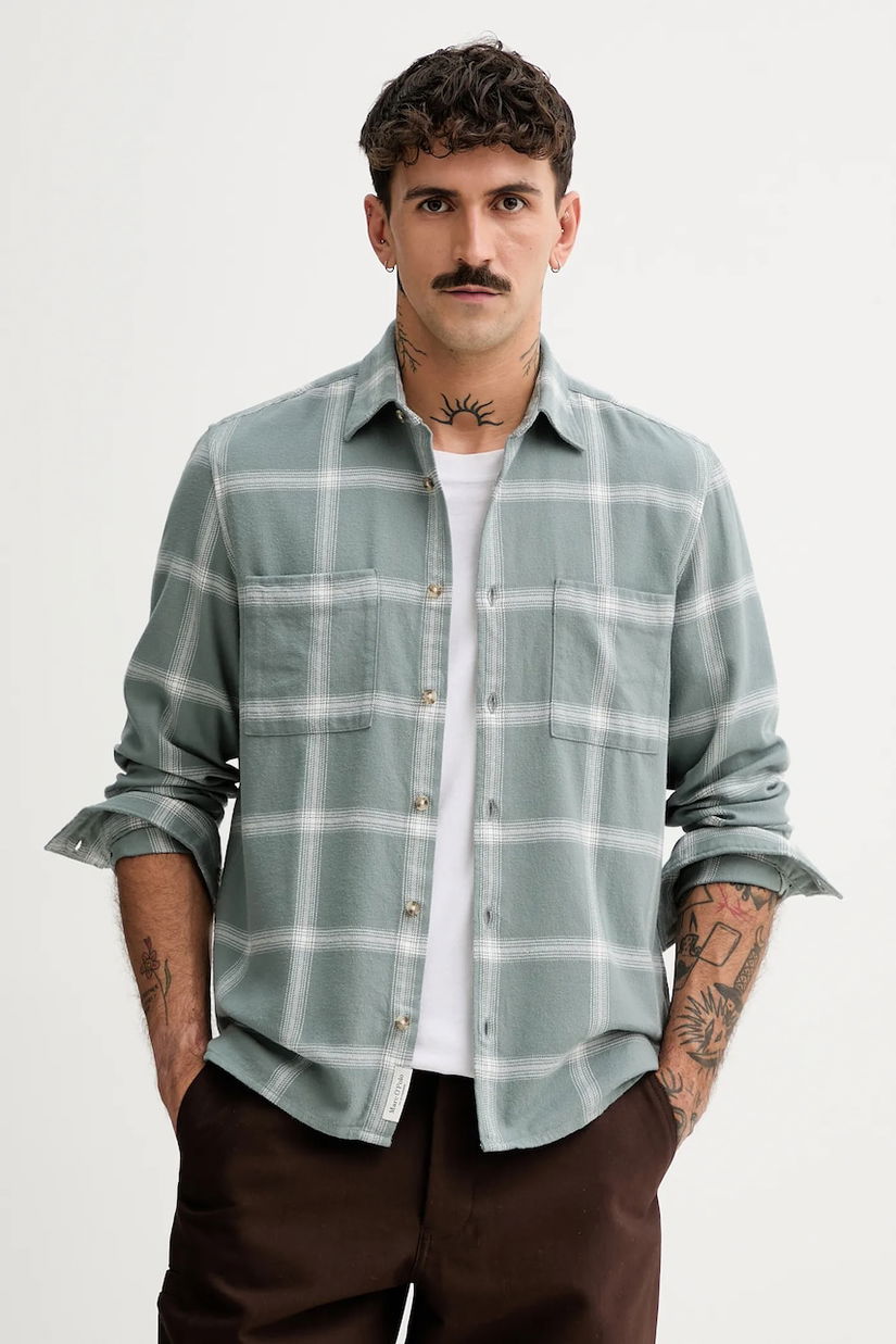 Marc O'Polo cămașă din bumbac culoarea verde, cu guler clasic, regular, 530734042108