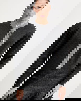 Rotate cardigan din amestec de lână culoarea gri, light, 1149033086