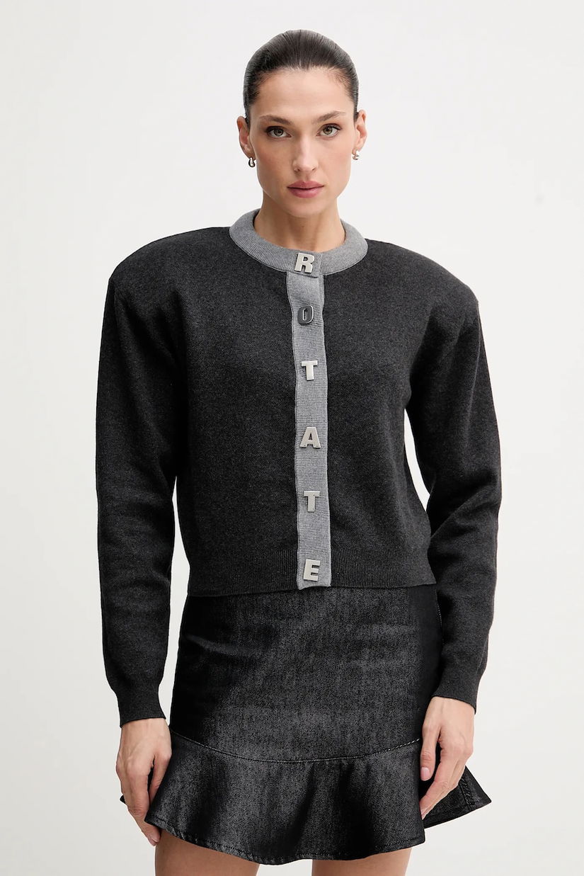 Rotate cardigan din amestec de lână culoarea gri, light, 1149033086