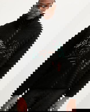 Picture hanorac fleece Hafdals Embro culoarea negru, cu imprimeu, MSW0493