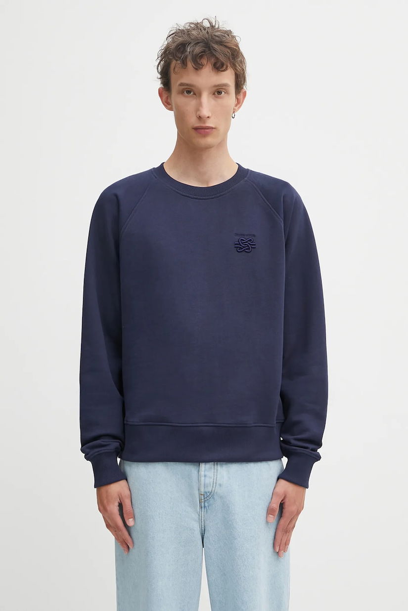 Filling Pieces hanorac de bumbac Embroidered Knot culoarea bleumarin, uni, 422530500143